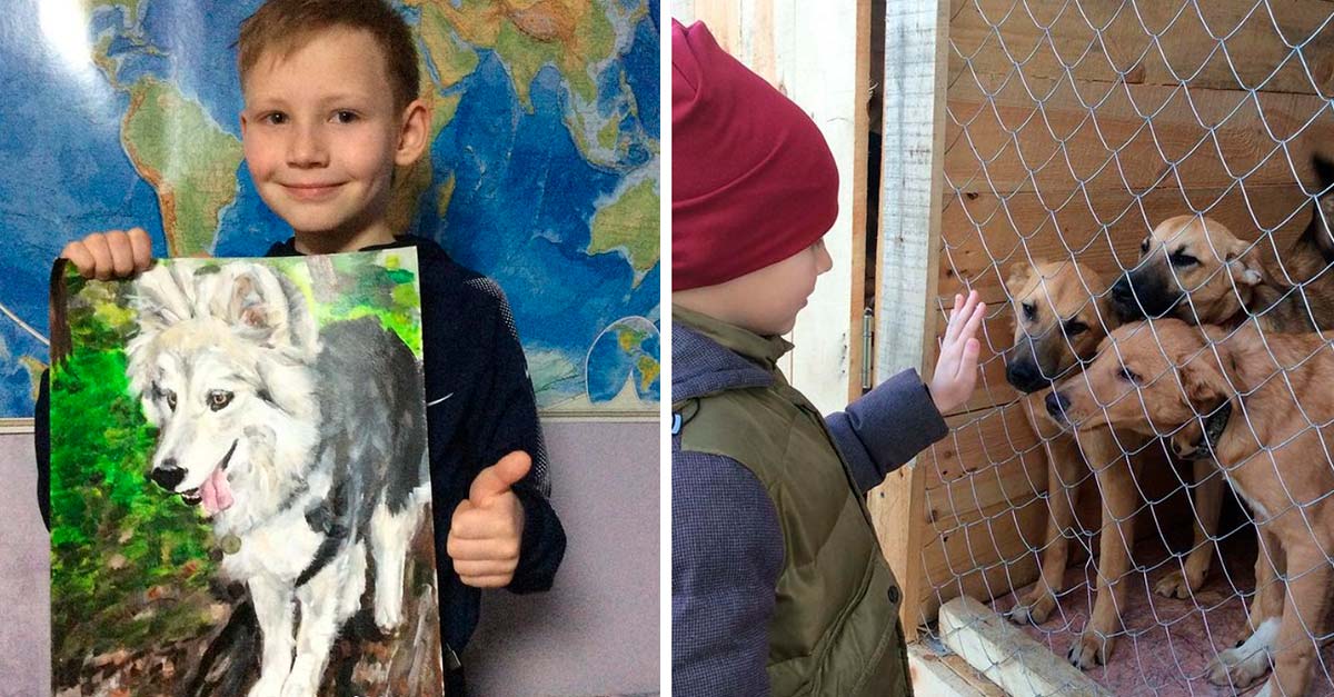 Este pequeño vende sus dibujos para recaudar dinero y dárselo a un refugio de perritos